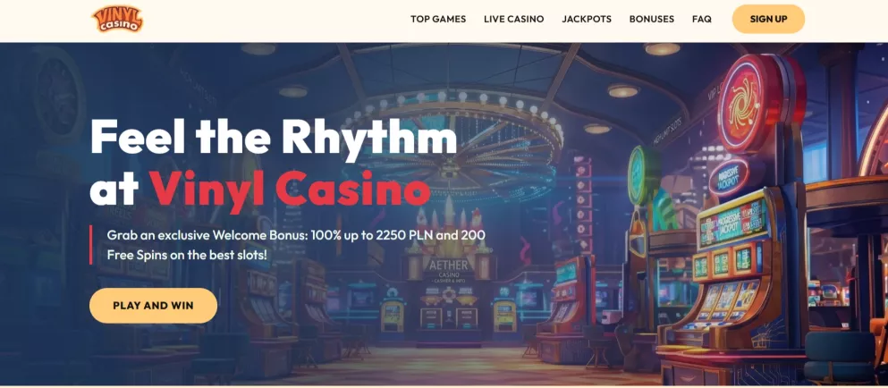 Vinyl Casino – 100% do 2250 PLN + 200 darmowych spinów + krab bonusowy – odbierz bonus powitalny